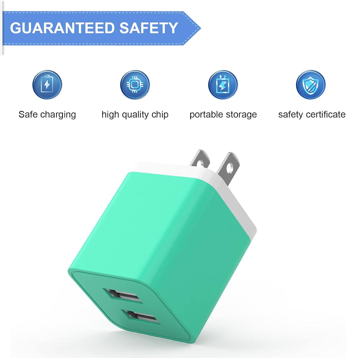 6Pack USB Wall Charger 2.4A Dual USB Port Cube Power Plug Adapter