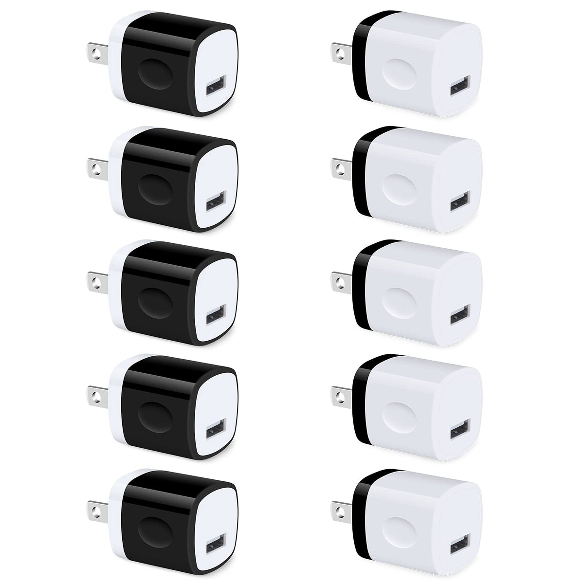 Wall Adapter 10 Pack, 1A 5V Single Port Charger Block Power USB Plug Cube