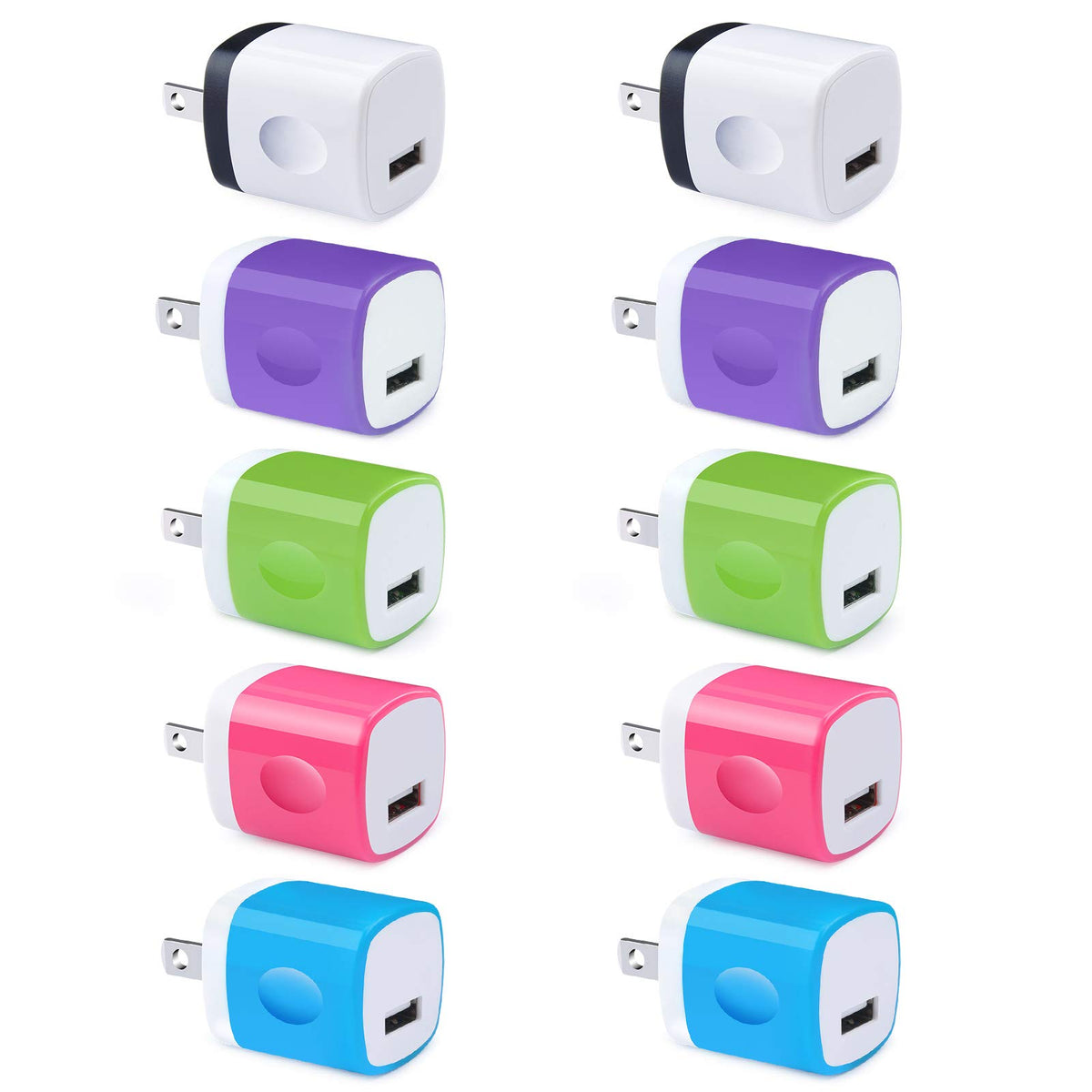 Wall Adapter 10 Pack, 1A 5V Single Port Charger Block Power USB Plug Cube