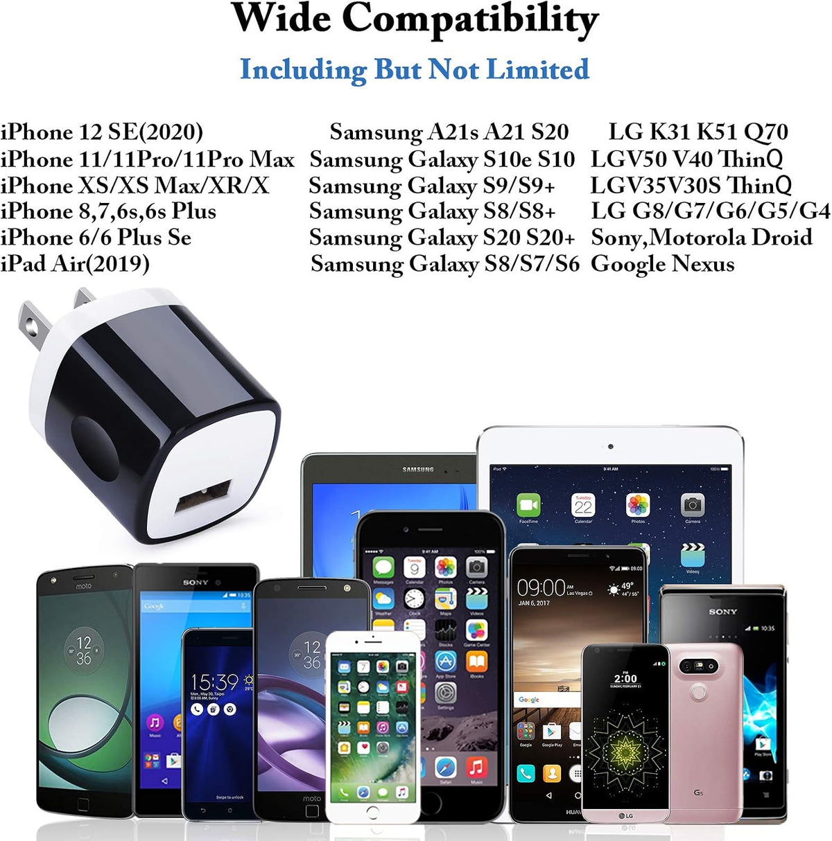 Wall Adapter 10 Pack, 1A 5V Single Port Charger Block Power USB Plug Cube