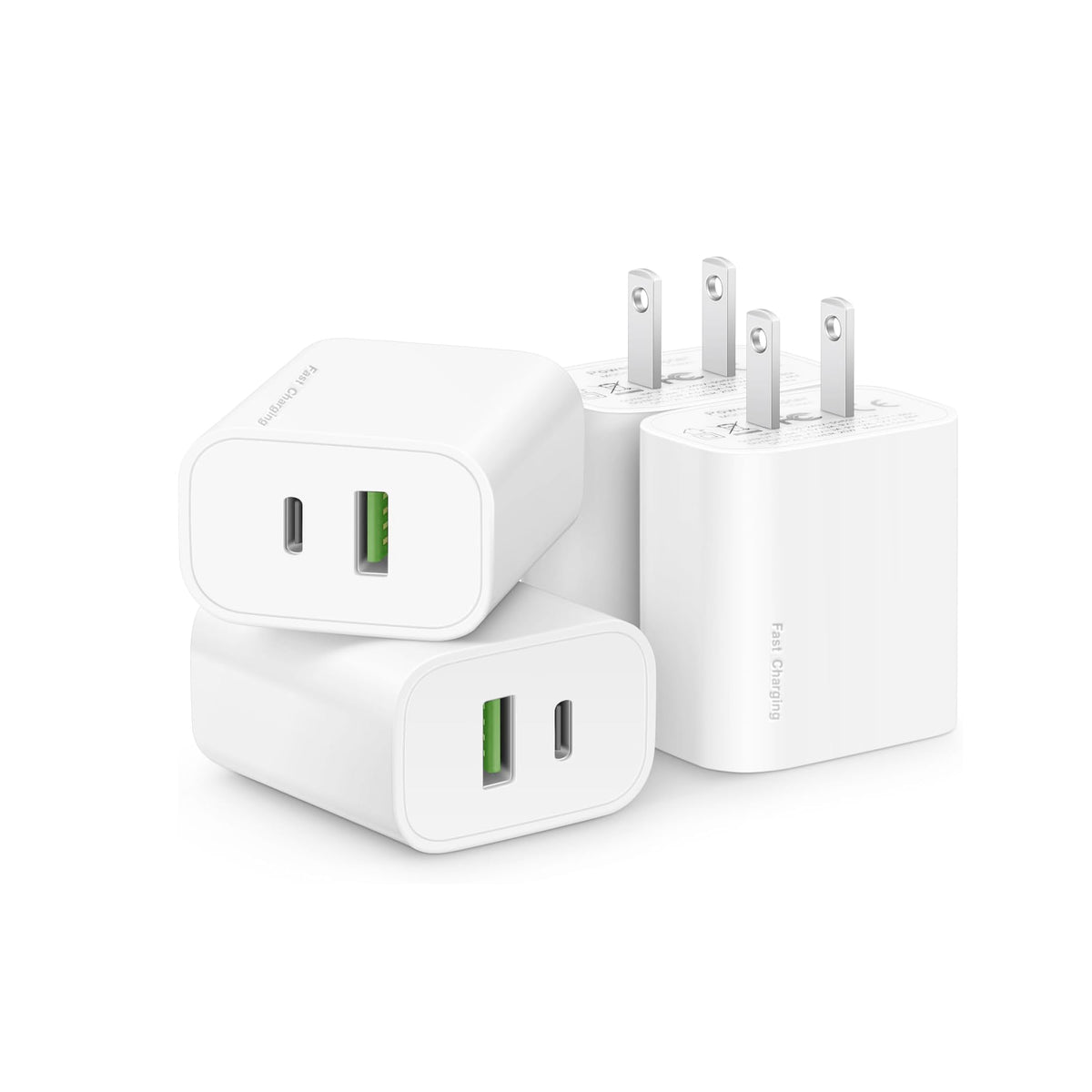 4 Pack USB C Charger Block,20W USB-C & USB-A Port Charger,for i Phone 17/16