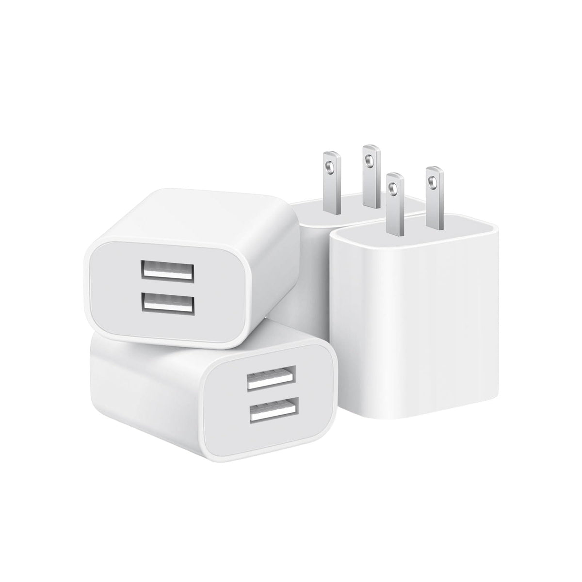 USB Wall Charger,4 Pack Dual Port Plug Adapter,Wall Outlet Charging Block