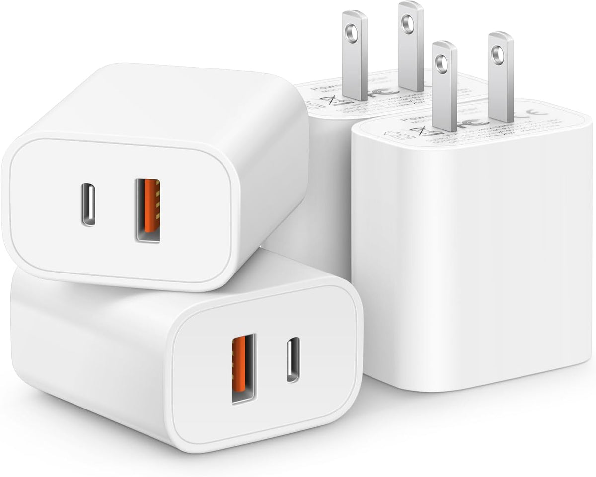[4 Pack] 20W USB C Charger Block Fast Charging Multiport Adapter