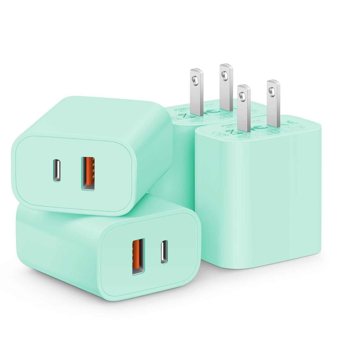 [4 Pack] 20W USB C Charger Block Fast Charging Multiport Adapter