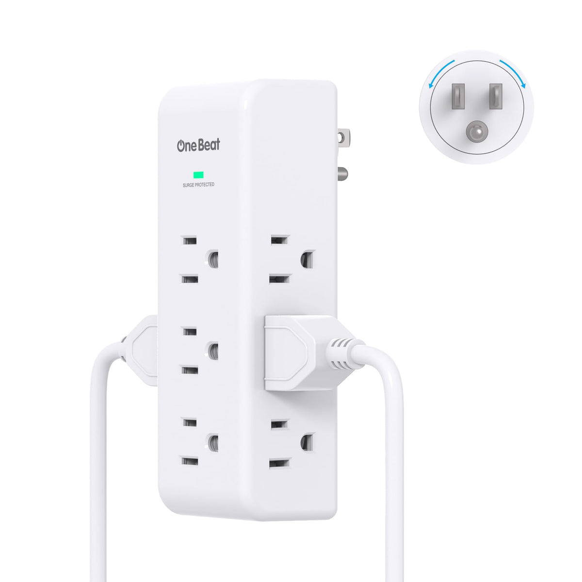 Surge Protector Outlet Extender with Rotating Plug, Multi Plug Wall Outlet