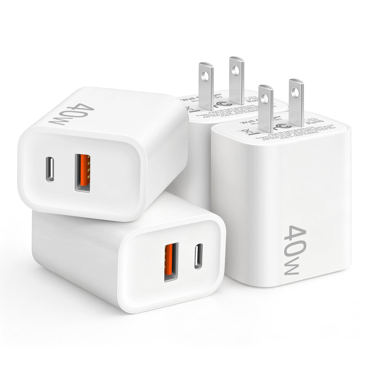 [4 Pack] 20W USB C Charger Block Fast Charging Multiport Adapter