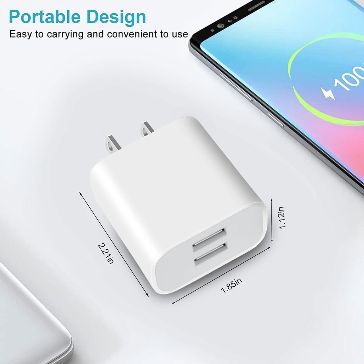USB Wall Charger,4 Pack Dual Port Plug Adapter,Wall Outlet Charging Block