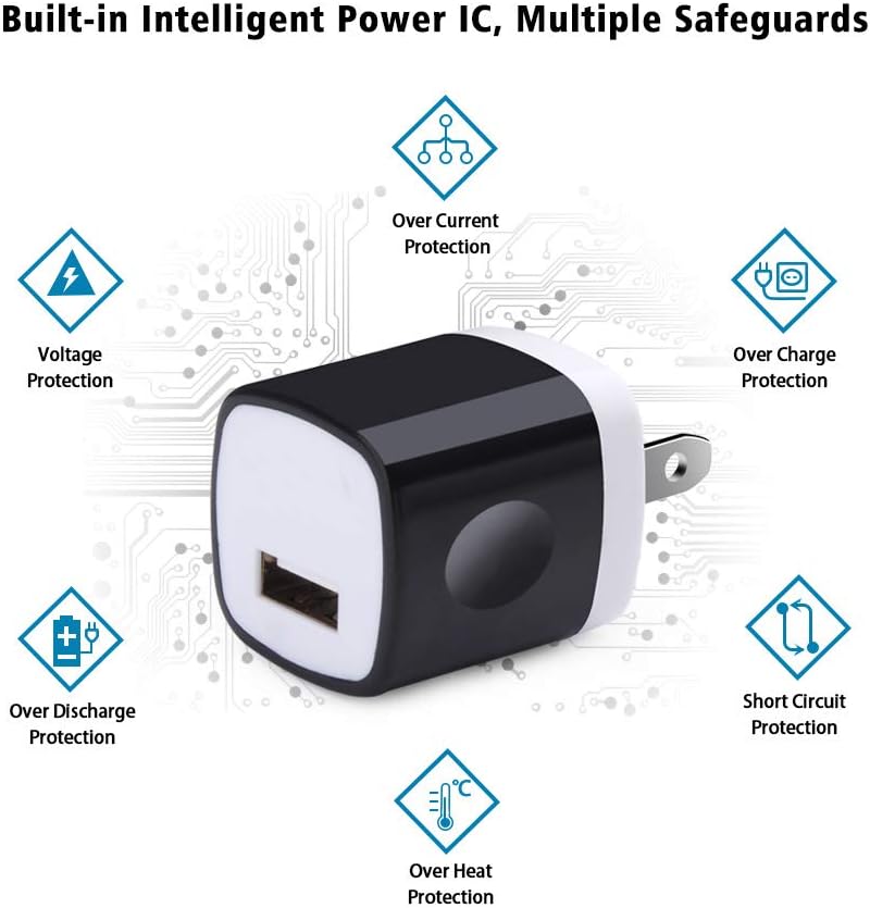 Wall Adapter 10 Pack, 1A 5V Single Port Charger Block Power USB Plug Cube