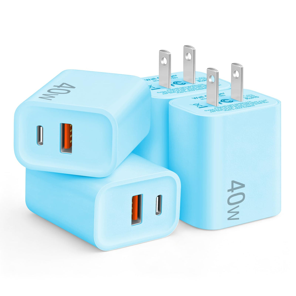 [4 Pack] 20W USB C Charger Block Fast Charging Multiport Adapter