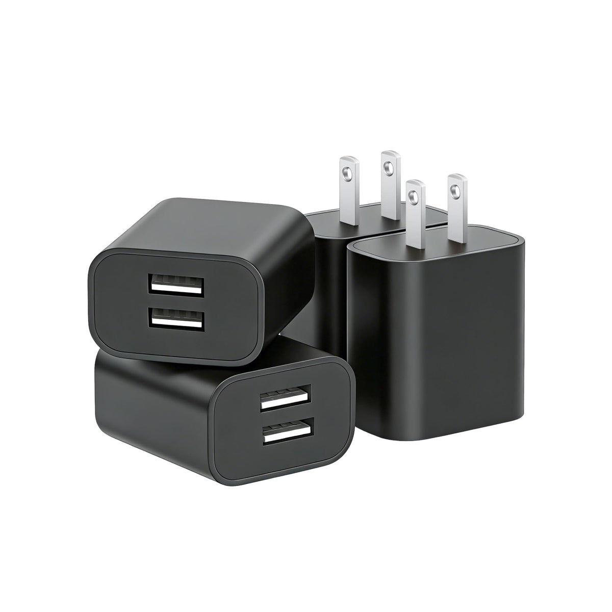 USB Wall Charger,4 Pack Dual Port Plug Adapter,Wall Outlet Charging Block