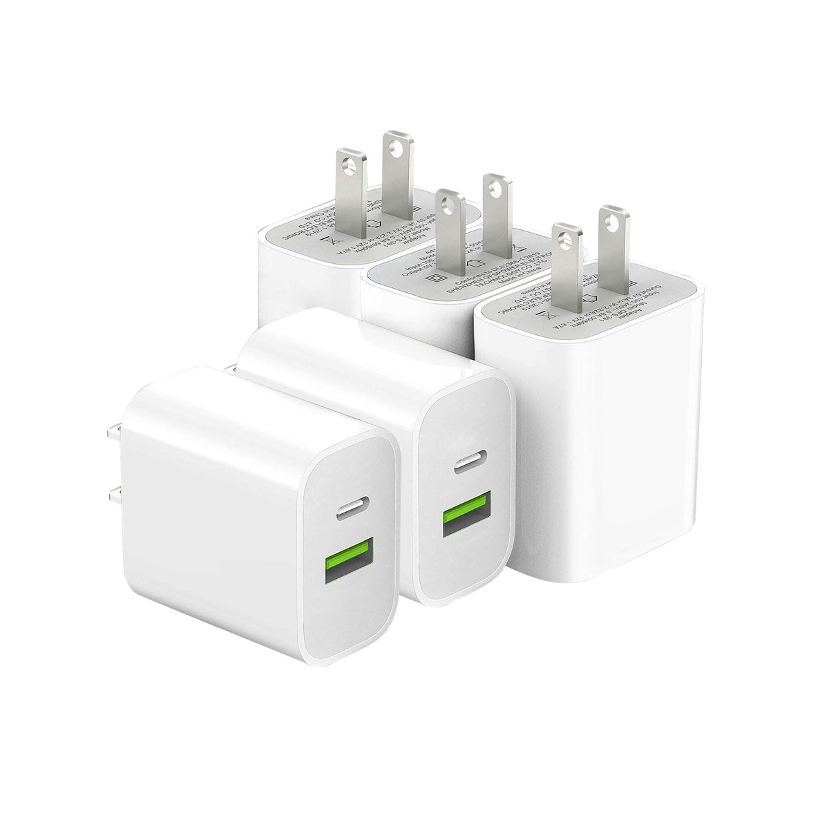 4 Pack USB C Charger Block,20W USB-C & USB-A Port Charger,for i Phone 17/16
