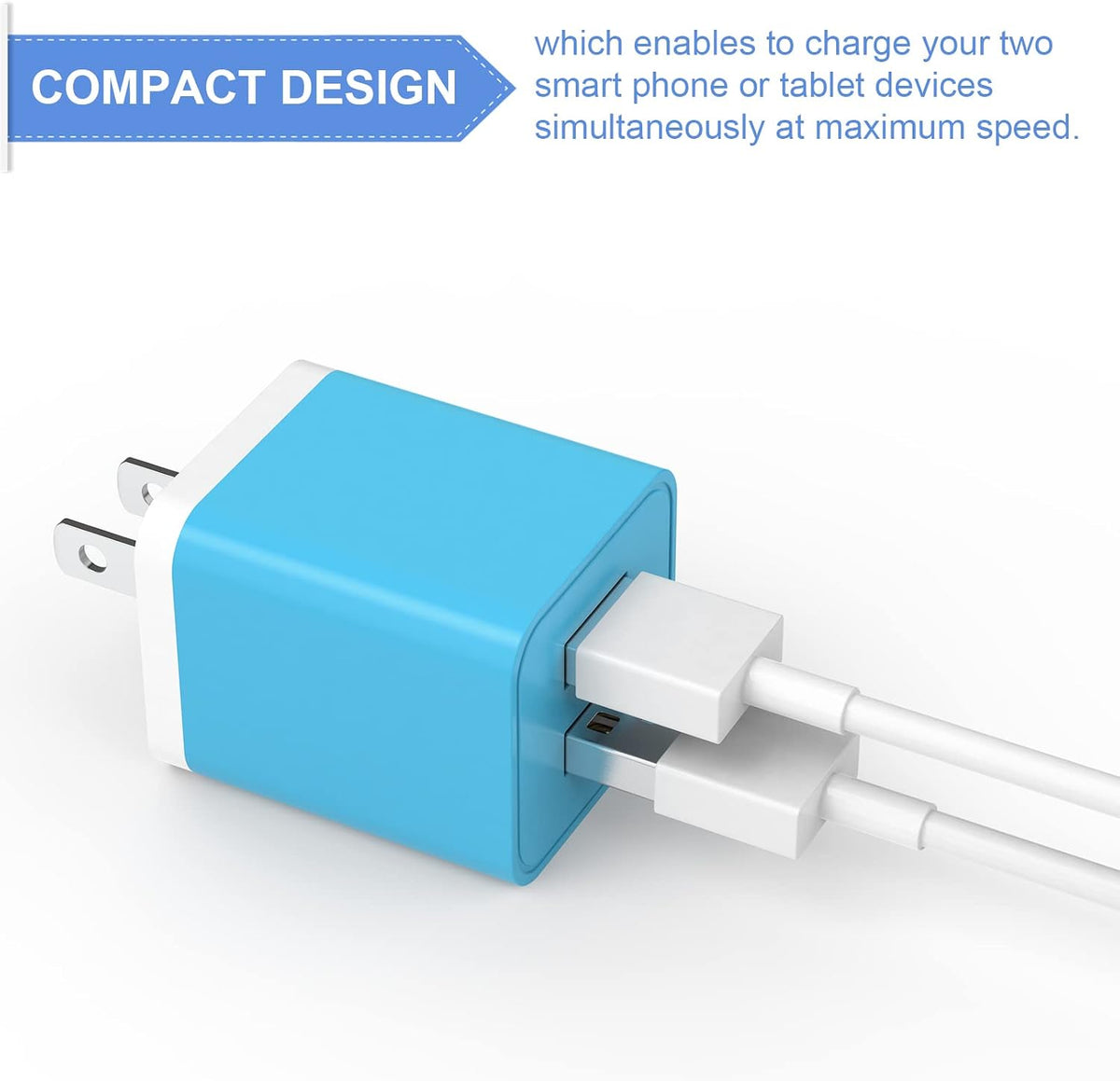 6Pack USB Wall Charger 2.4A Dual USB Port Cube Power Plug Adapter