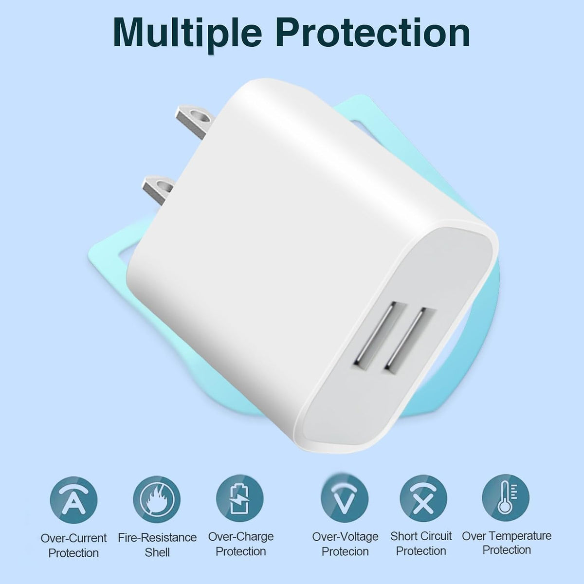 USB Wall Charger,4 Pack Dual Port Plug Adapter,Wall Outlet Charging Block