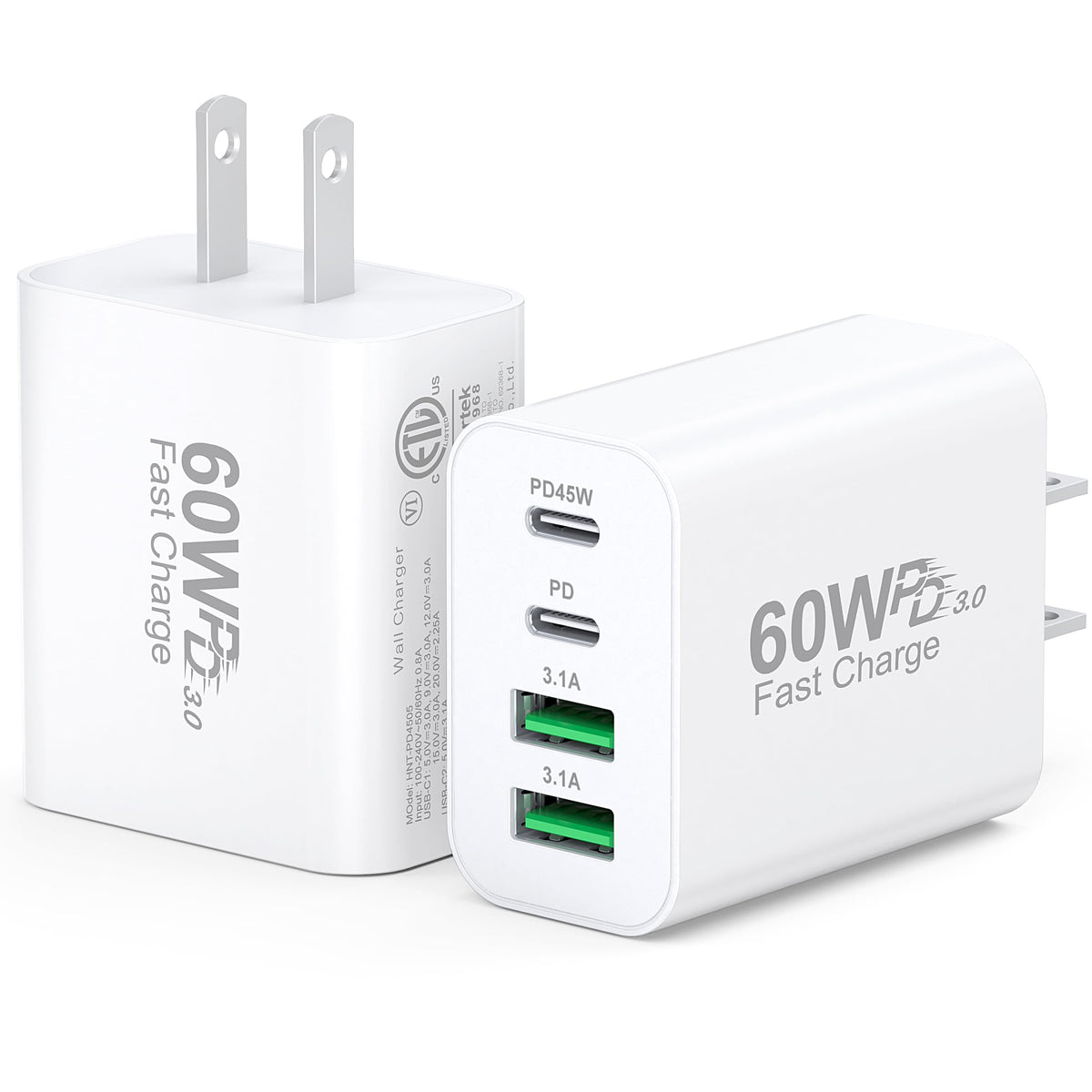[2-Pack] USB C Charger Block 40W Max Output Type C Fast Charging Wall Plug