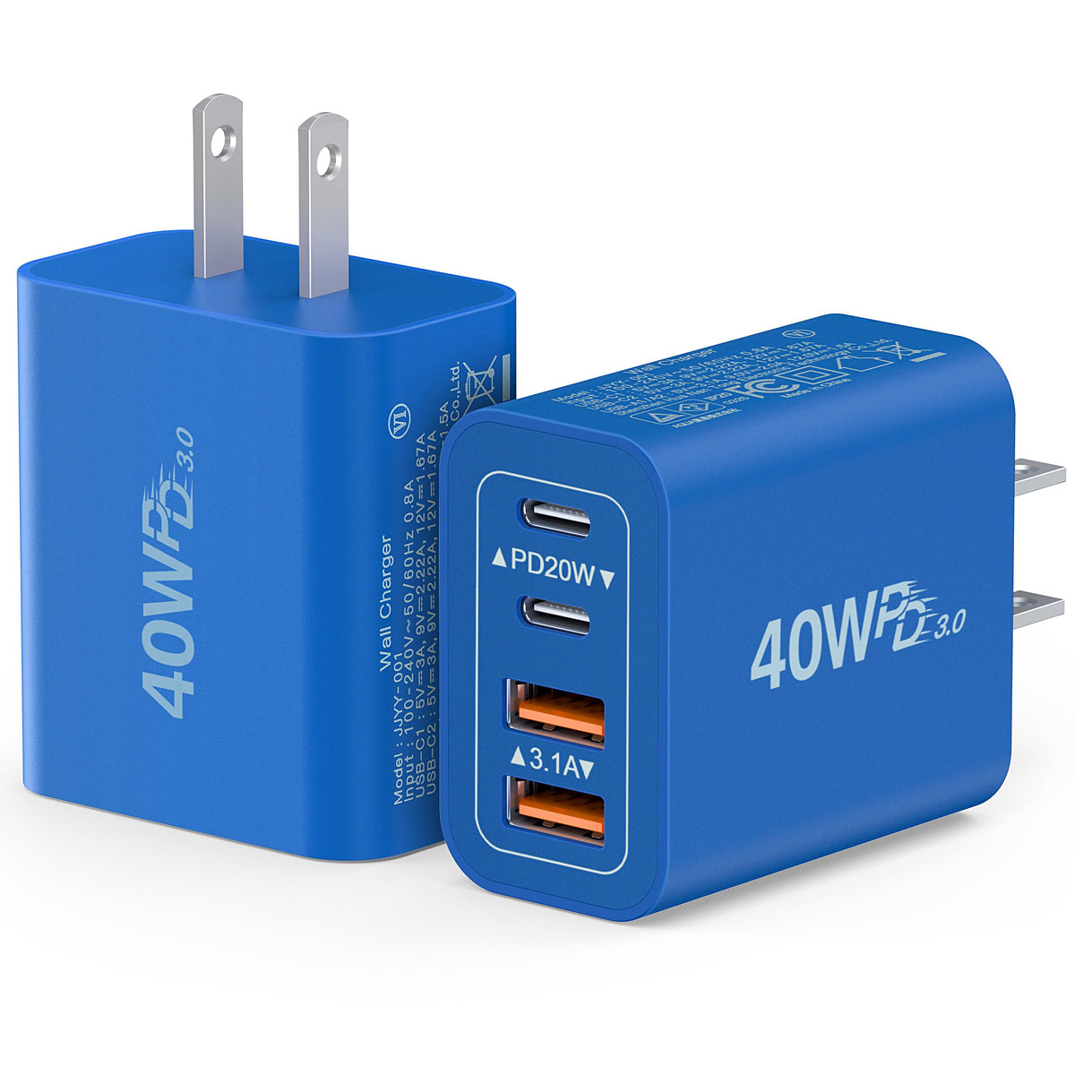 [2-Pack] USB C Charger Block 40W Max Output Type C Fast Charging Wall Plug