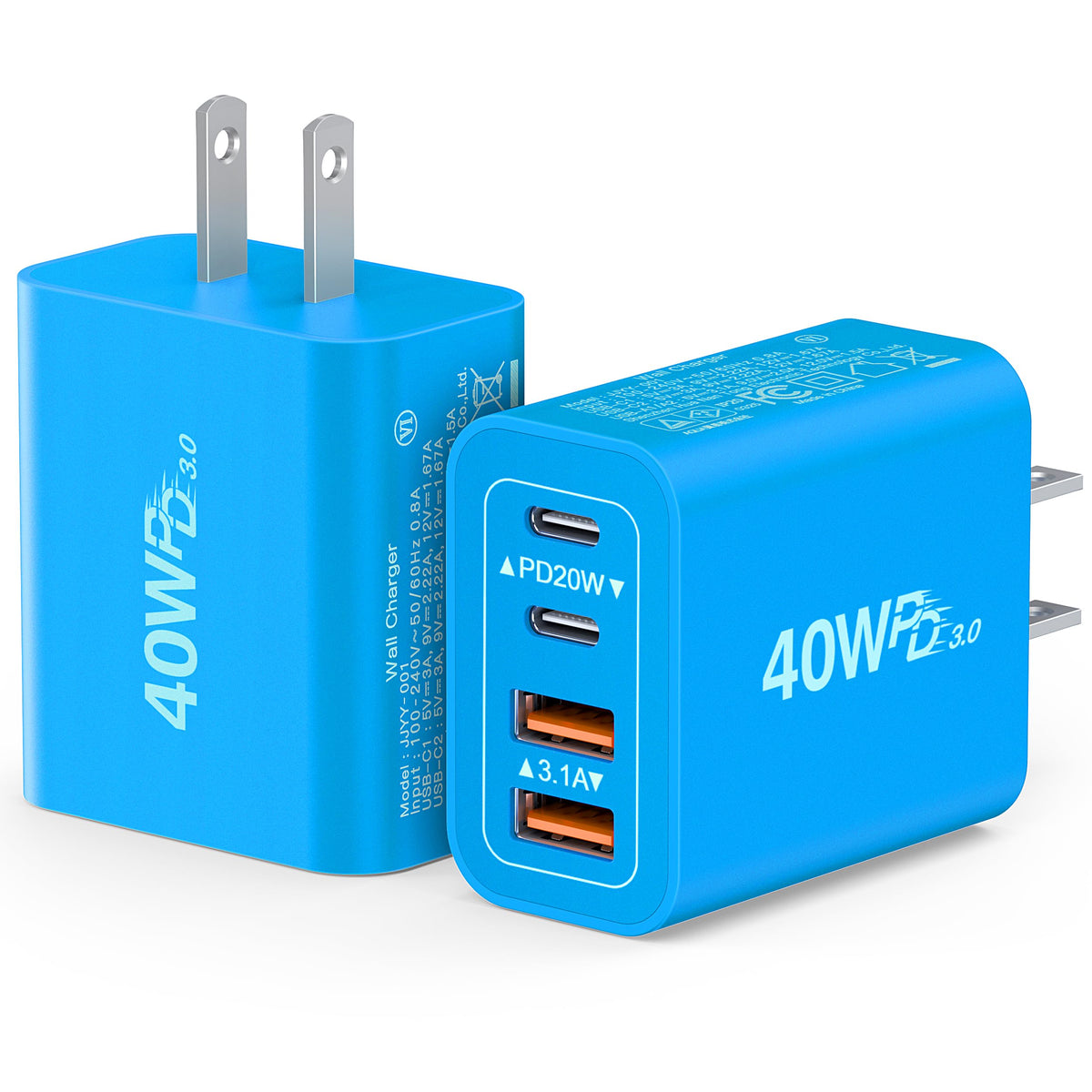 [2-Pack] USB C Charger Block 40W Max Output Type C Fast Charging Wall Plug