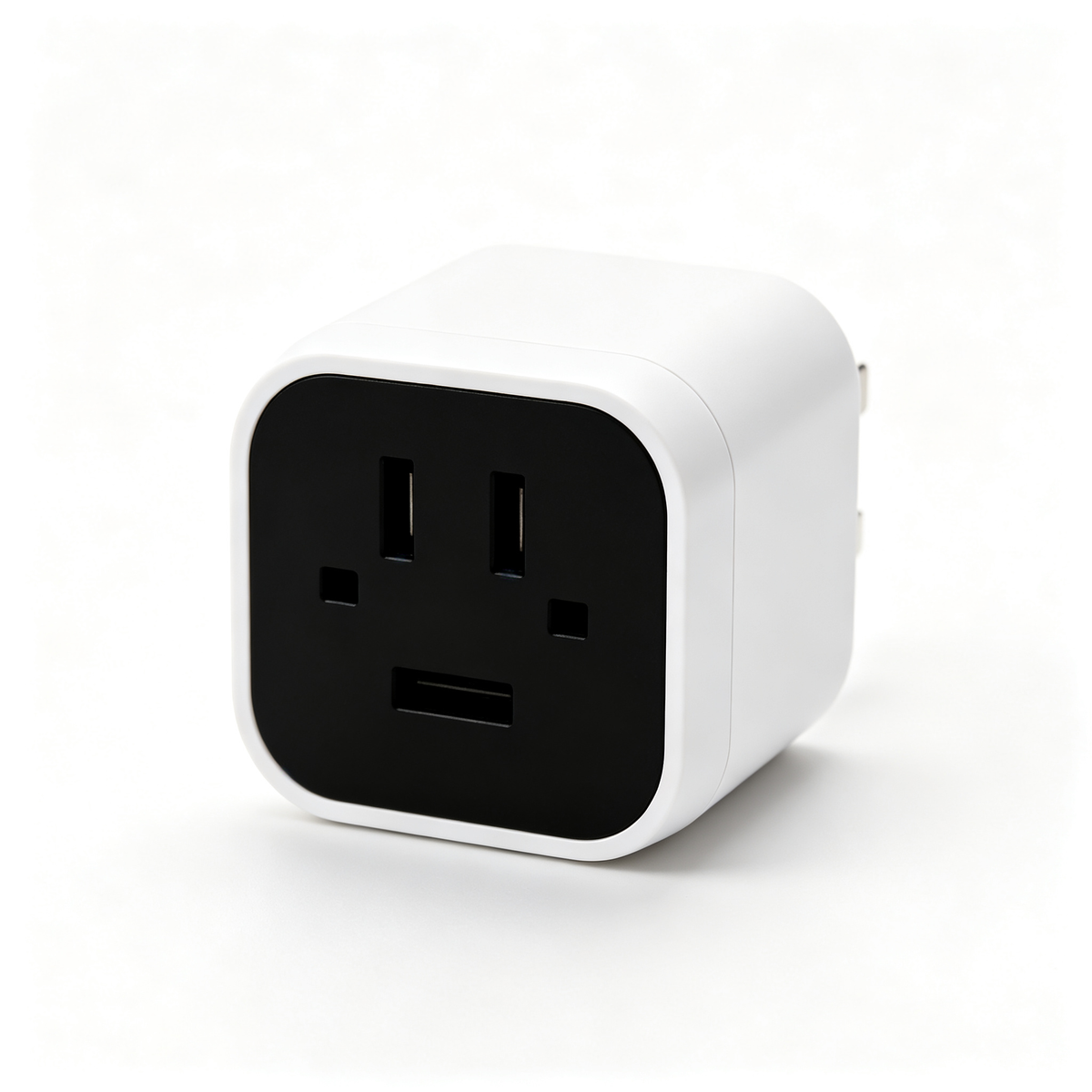 Travel Plug Adapter with USB-A Port – White & Black
